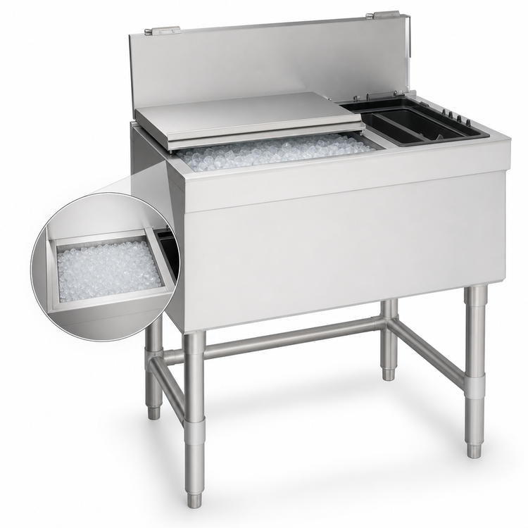 Product image #3 for Eagle Group Spec-Bar 30"W x 24"D Combo Insulated Ice Bin/Bottle Unit, 64 lb Capacity