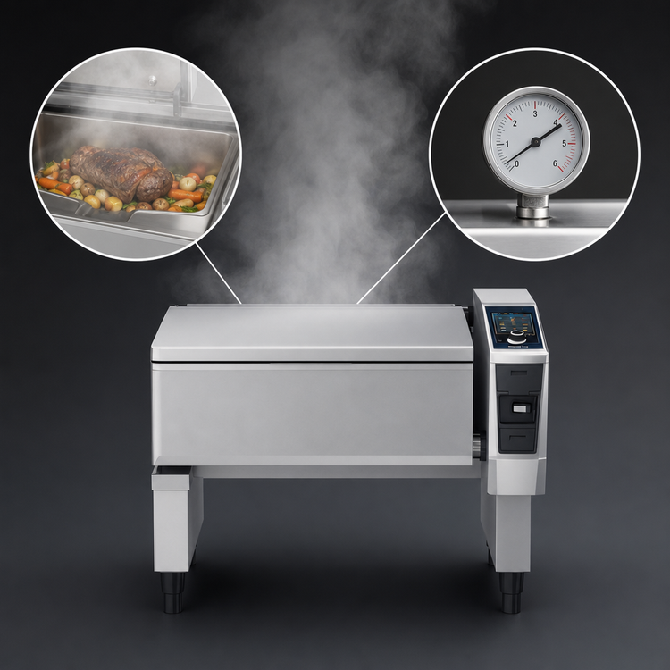 Product image #3 for RATIONAL iVario Pro XL Pressure Multifunctional Cooking Center with Stand, 40 Gallon, 208/240V 3-Phase