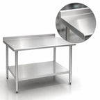 Thumbnail image #3 for Eagle Group Budget Series UT2430B 30" x 24" 430 Stainless Steel Work Table with Rear Up-Turn and Adjustable Galvanized Undershelf