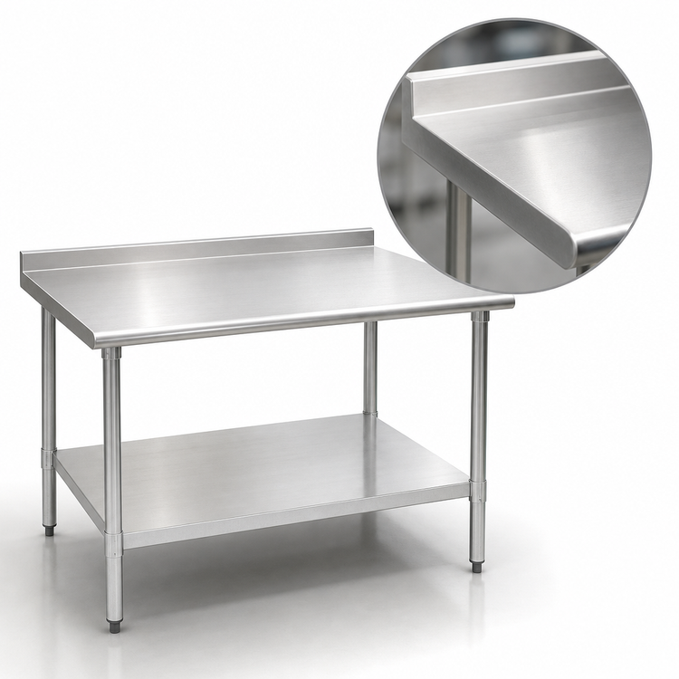 Product image #3 for Eagle Group Budget Series 30" x 24" 430 Stainless Steel Work Table with Rear Up-Turn and Adjustable Undershelf