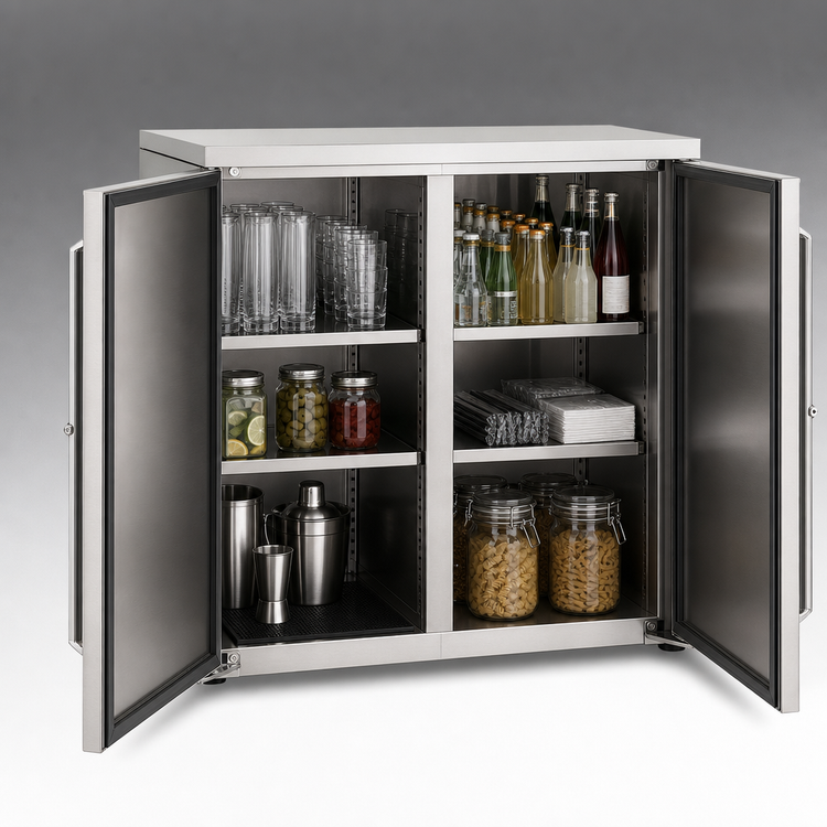 Product image #4 for Top Shelf Narrow Door Back Bar Dry Storage Cabinet, 40 Inch Wide, Two-Section, Non-Refrigerated