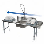 Thumbnail image #3 for BK Resources BKSDT-60-R-P3-G 60-Inch Straight Soiled Dish Table, Right-to-Left, 18-Gauge 304 Stainless Steel, Pre-Rinse Sink