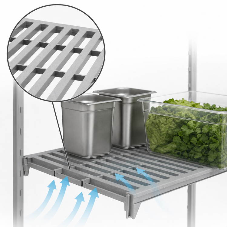 Product image #4 for Cambro Camshelving Premium Vented Shelf Kit, 18-Inch x 42-Inch, Speckled Gray