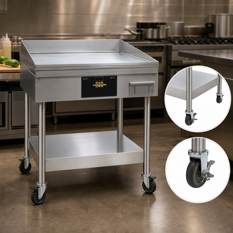 Product image #3 for AccuSteam Electric Steam Griddle with Stand and Casters, 24 x 24 Inch Cooking Surface, 480V/3-Phase