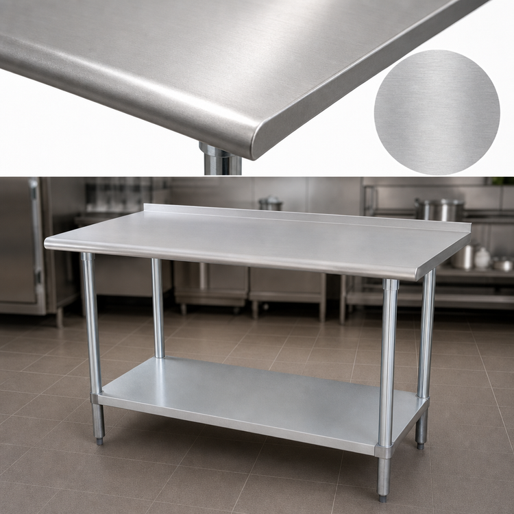 Product image #3 for Advance Tabco 108-Inch x 30-Inch Stainless Steel Work Table with 1-1/2-Inch Rear Up-Turn and Galvanized Undershelf