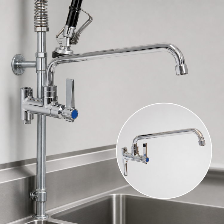 Product image #3 for Advance Tabco K-117 Lead-Free Pre-Rinse Add-A-Faucet with 12-Inch Swing Spout