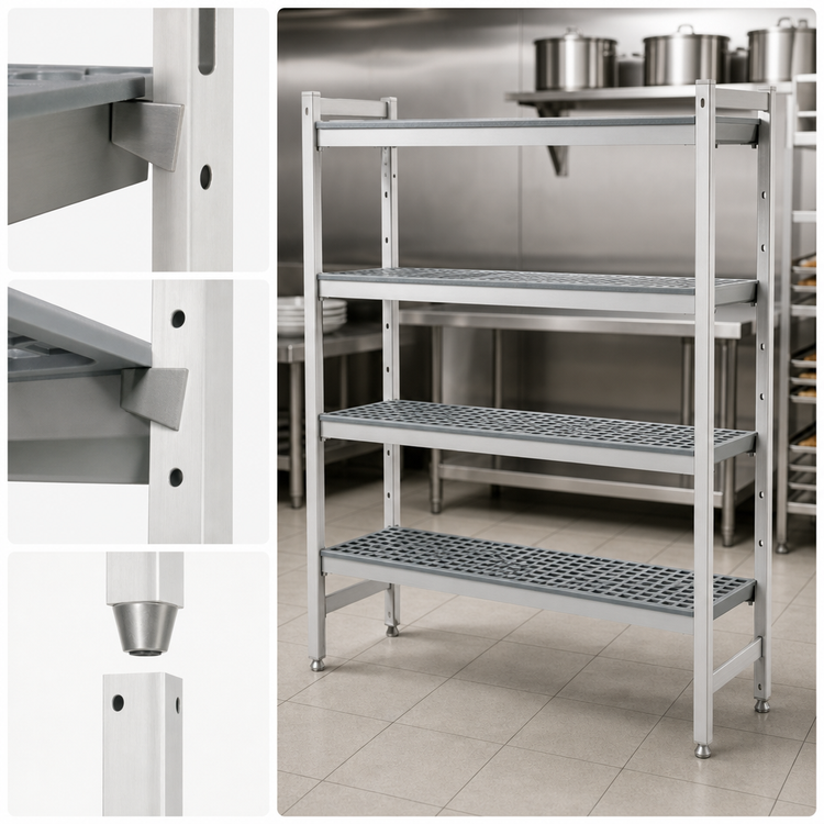 Product image #3 for Fermostock 4-Tier Stationary Starter Polymer Shelving Unit, 47 in. W x 14 in. D x 66 in. H