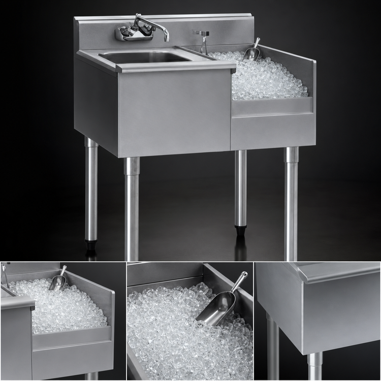Product image #3 for Eagle Group 1800 Series 36-Inch Underbar Ice Bin/Cocktail Station with Right Ice Bin and Left Blender Recess