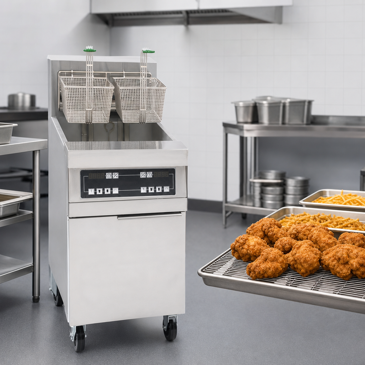 Product image #3 for Frymaster RE High Efficiency 80 lb. Electric Floor Fryer, Open-Pot Design, 21 kW