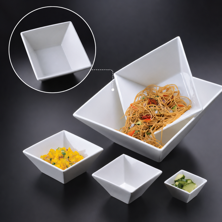 Product image #3 for Prestige 12 oz Square Porcelain Pasta Bowl, White