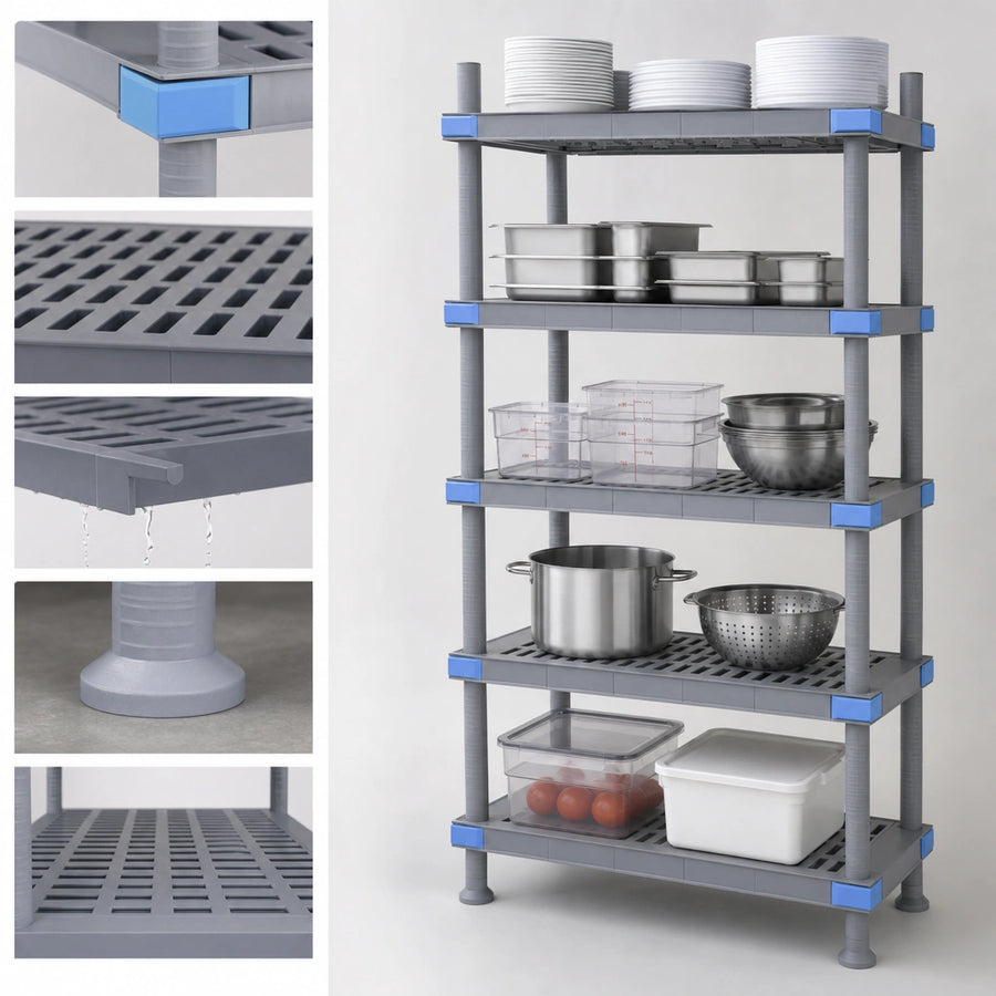 Five Open Grid Shelves