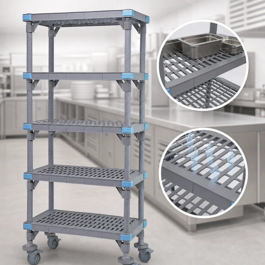 Five Open Grid Shelves