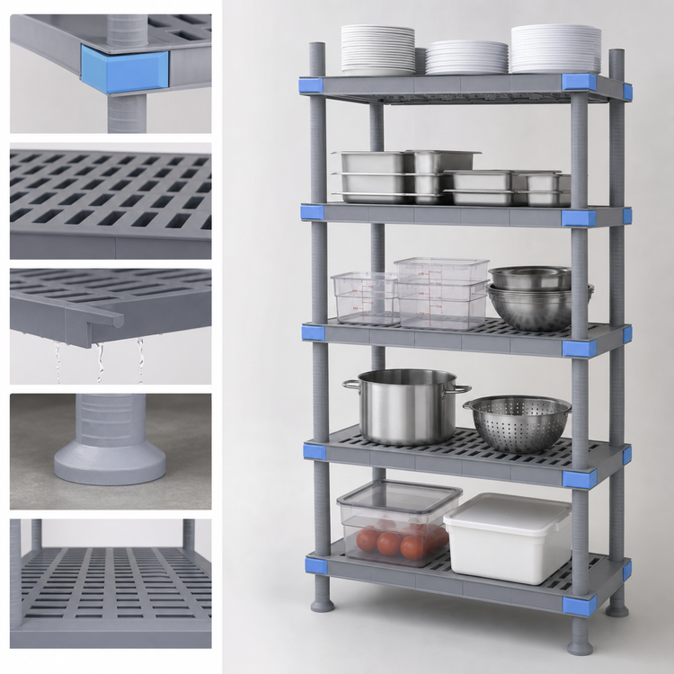 Product image #3 for Millenia 24"W x 21"D x 74"H Gray Polymer Stationary Starter Shelving Unit with 5 Shelves