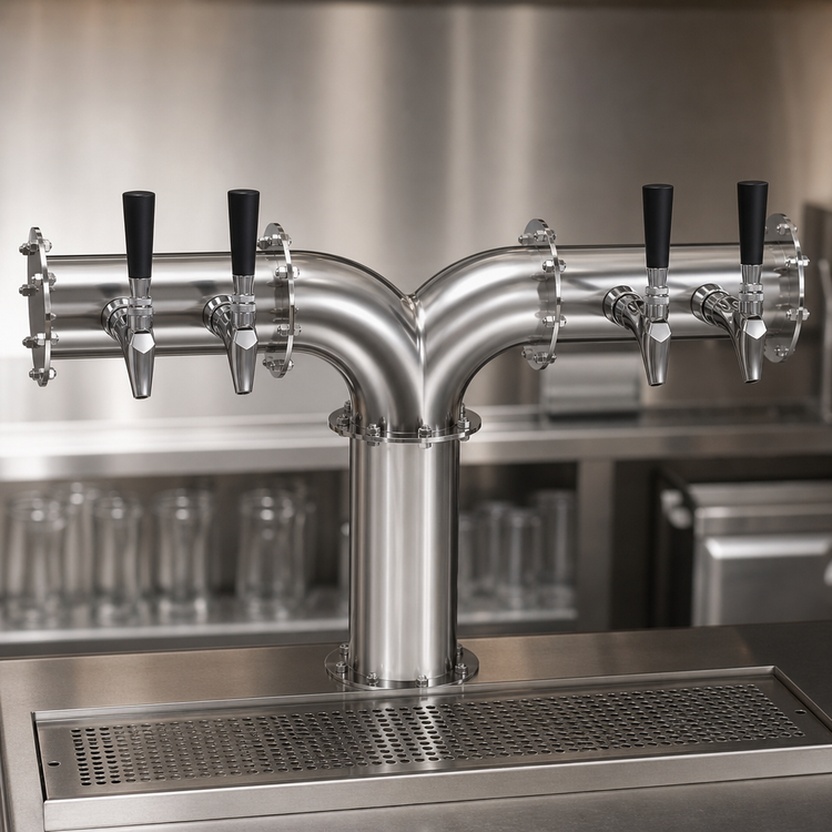 Product image #3 for Krowne 4-Faucet Air-Cooled Pipe Y-Tower Beer Tower, 30-Inch, Brushed Stainless Steel