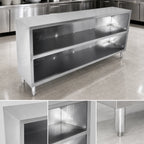 Thumbnail image #3 for John Boos 4DCO4-15144 Open Front Stainless Steel Dish Cabinet with Fixed Mid-Shelf, 144 x 15 x 35 Inches