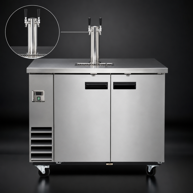 Product image #3 for Maxx Cold X-Series 48-Inch Two-Section Keg Cooler Beer Dispenser with Single Tower and Dual Faucets