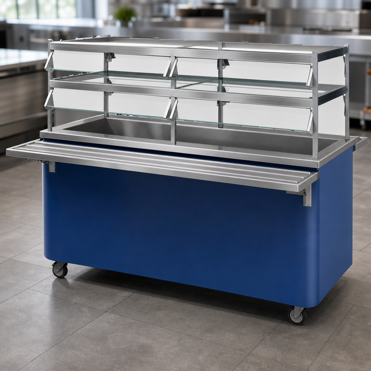 Product image #3 for Dinex DXPR6CI Reflections 6-Pan Ice Cooled Mobile Food Unit - 96"L