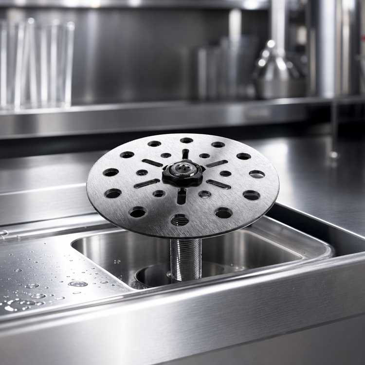 Product image #3 for Glastender Underbar Rinser Faucet with 4-1/2 Inch Stainless Steel Plunger Plate and 30 PSI Regulator