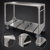 Thumbnail image #3 for FWE Open-Side Institutional Stainless Steel Tray Transport Cart with 2 Heavy-Duty Shelves, 4 Straps, and Push Handle