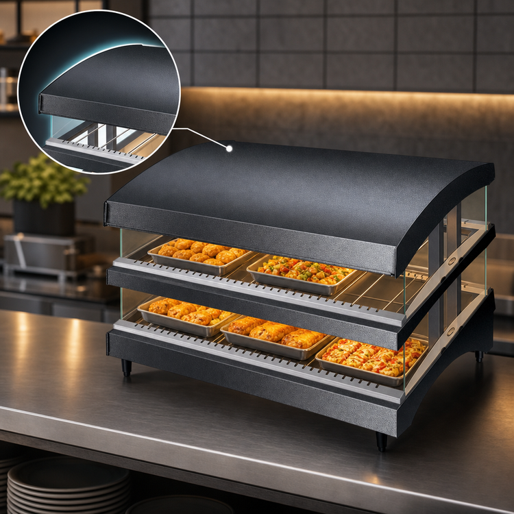 Product image #3 for Hatco Glo-Ray 39-Inch Countertop Slant Triple Shelf Heated Glass Display Warmer