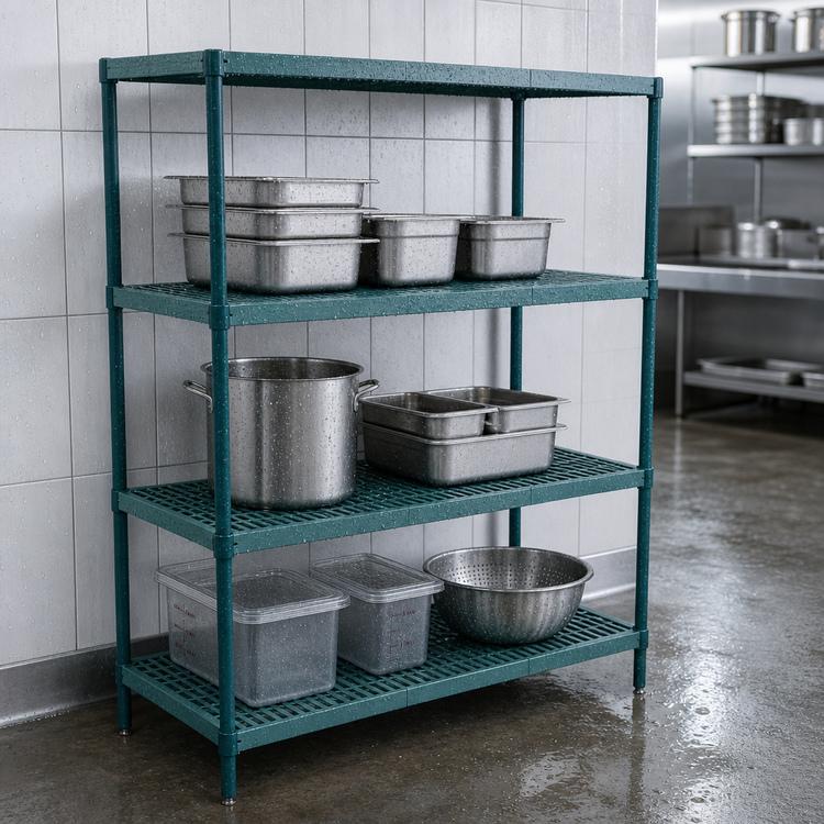 Product image #3 for Metro Super Erecta Pro 4-Shelf Stationary Polymer Shelving Starter Unit, 21 x 24 x 74 Inches, Green