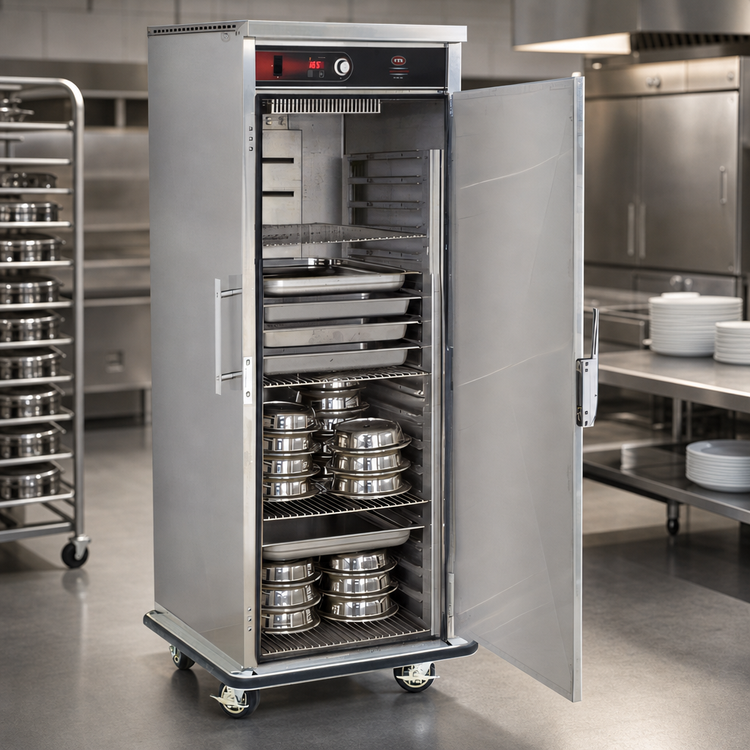 Product image #3 for FWE Ultra-Universal Electric Heated Banquet Holding Cabinet, Mobile, 30-3/4 Inch Wide, 64-80 Plate Capacity