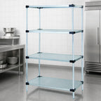 Thumbnail image #3 for Quantum WR86-1842SG Stationary Solid Shelving Starter Unit, 42"W x 18"D x 86"H, 4 Galvanized Steel Shelves, Chrome Posts