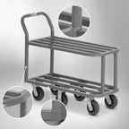 Thumbnail image #3 for Channel Manufacturing STK18406 Heavy-Duty Tubular Steel Stocking Truck, Galvanized Finish, 2 Shelves, 6 Casters, 18 x 44 x 36 Inches