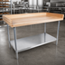 Thumbnail image #3 for John Boos DNS13 Baker's Top Wood Work Table with 4-Inch Coved Riser and Galvanized Undershelf