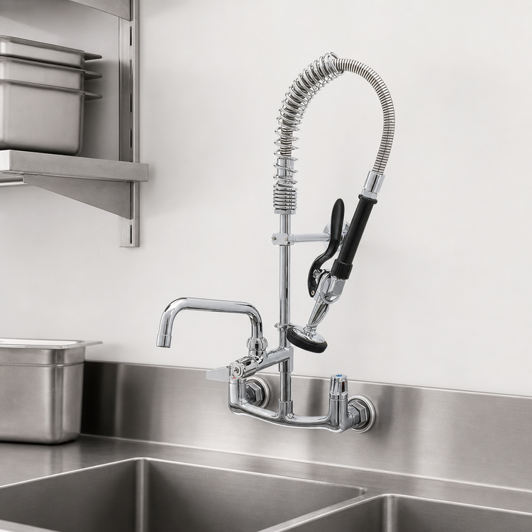 Product image #3 for T&S Brass EasyInstall Mini Wall-Mount Pre-Rinse Unit, 8-Inch Centers, 24-Inch Hose
