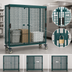 Thumbnail image #3 for Super Erecta Mobile Wire Security Cage with Sliding Doors, Metroseal Green Epoxy, Polymer Horn Casters