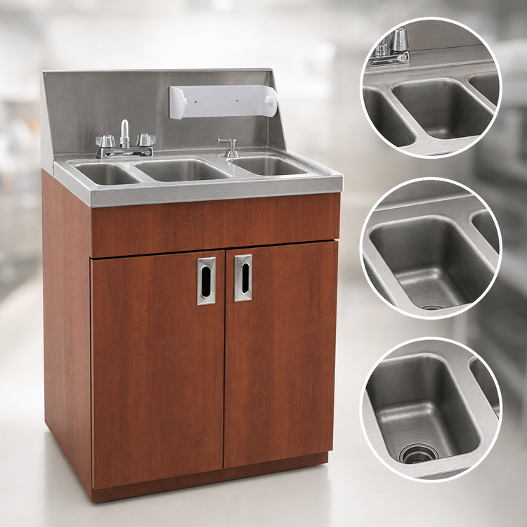Product image #3 for Eagle Group PHS-S3-H-LB Portable 3-Compartment Hand Sink with Hot & Cold Water