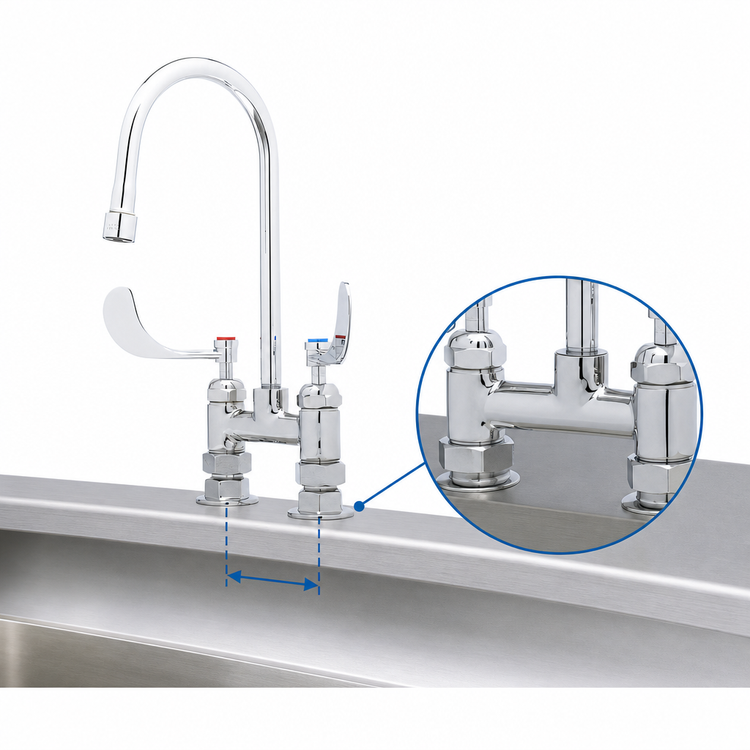 Product image #3 for T&S Brass B-0328-CR Deck-Mount Bar Faucet, 4 in. Centers, Gooseneck Spout, 2.2 GPM