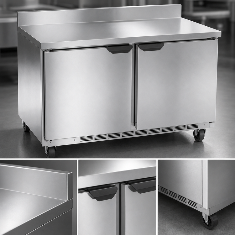 Product image #3 for Beverage-Air 48-Inch 2-Section Worktop Freezer with Solid Doors, Foamed-In-Place Backsplash, and 11.04 Cu. Ft. Capacity
