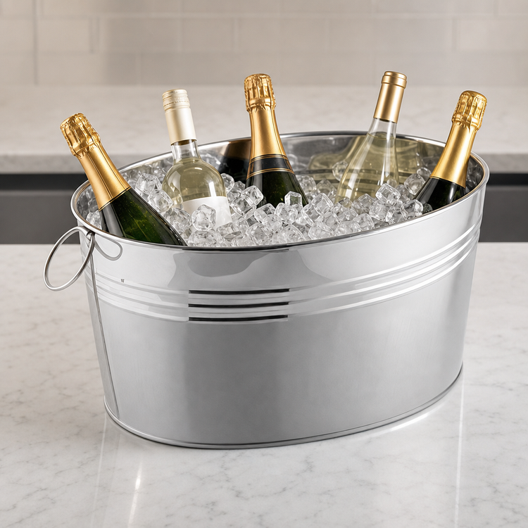 Product image #3 for American Metalcraft 25 Qt. Oval Stainless Steel Cooling Tub with Satin and Mirror Finish