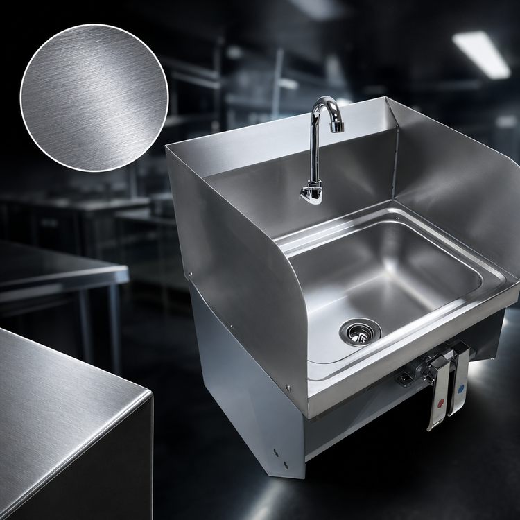 Product image #3 for Steel Works Stainless 17 x 15-1/4 Inch Wall-Mounted Hand Wash Sink with Knee Operated Valve and Gooseneck Faucet