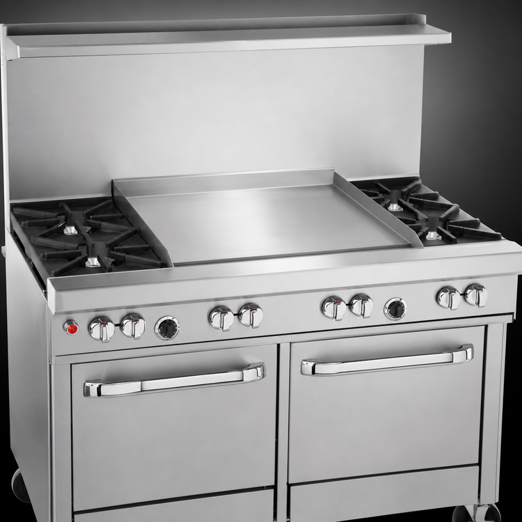 Product image #3 for Southbend Ultimate 48-Inch Gas Restaurant Range with 2 Star/Saute Burners, 36-Inch Griddle, and 2 Space-Saver Ovens