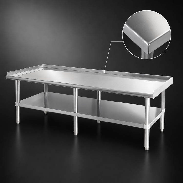 Product image #3 for Sapphire Manufacturing 72-Inch Wide x 30-Inch Deep Stainless Steel Equipment Stand with Galvanized Undershelf and Legs