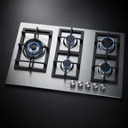 Thumbnail image #4 for Summit Commercial GCJ536SS 5-Burner Gas Drop-In Cooktop, 304 Stainless Steel, Sealed Burners, Continuous Cast-Iron Grates