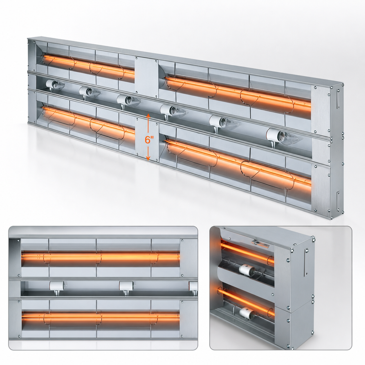 Product image #3 for Hatco Glo-Ray 108-Inch Double Lighted Infrared Strip Heater