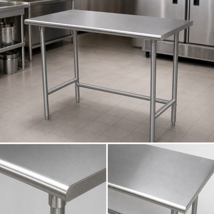 Product image #3 for Advance Tabco 60"W x 36"D Open Base Stainless Steel Work Table, 16-Gauge 430 Top