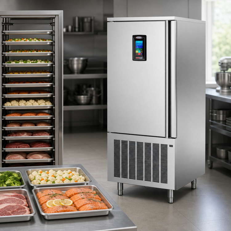 Product image #3 for HURRiCHiLL Self-Contained Reach-In Blast Chiller/Shock Freezer, 150 lb Capacity, 24 Half-Size Pans or 12 Full-Size Sheet Pans