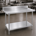 Thumbnail image #3 for Advance Tabco 72 Inch x 24 Inch 14 Gauge 304 Stainless Steel Work Table with 5 Inch Backsplash and Adjustable Galvanized Undershelf