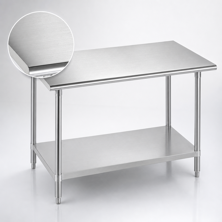 Product image #3 for Advance Tabco 60-Inch x 24-Inch Stainless Steel Work Table with Adjustable Undershelf, 14-Gauge 304 Top