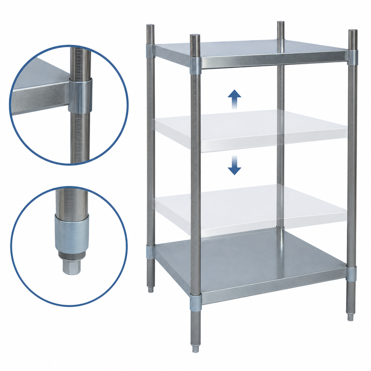 Product image #3 for BK Resources SSU3-5524 55-Inch Stainless Steel Dry Storage Shelving Unit with 2 Adjustable Shelves