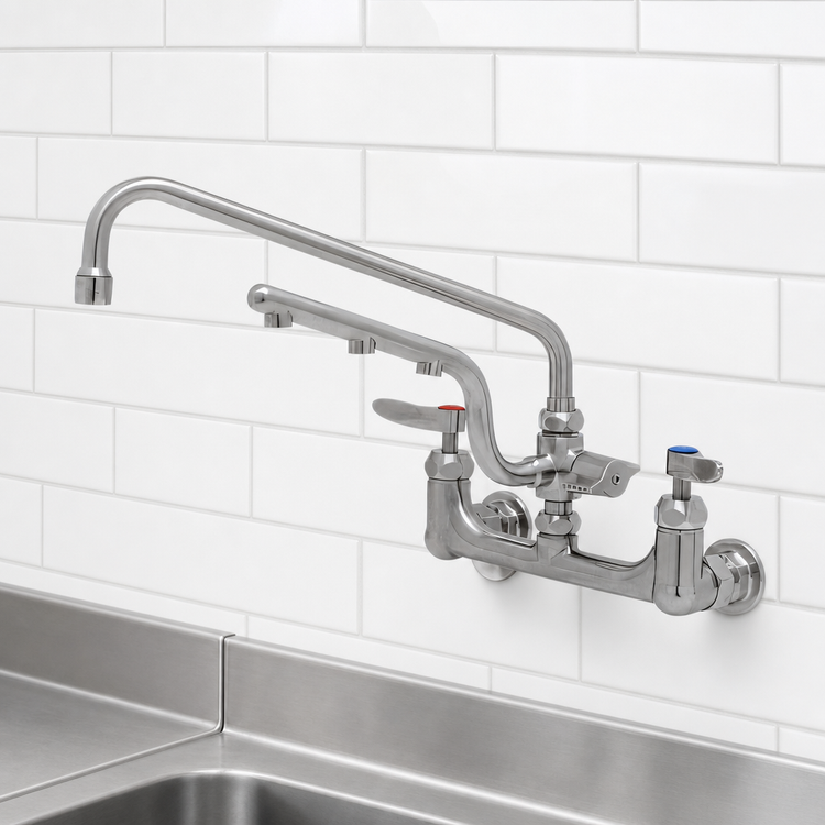Product image #4 for UltraRinse 8-Inch Centers Wall-Mount Pre-Rinse Mixing Faucet with 12-Inch Swing Nozzle
