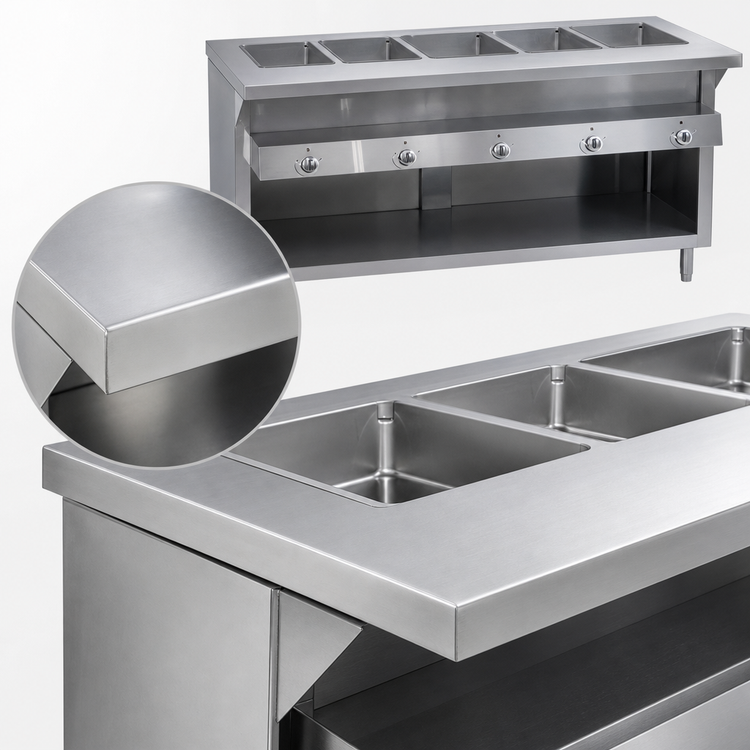 Product image #3 for Thurmaduke G-2-DLSS 2-Pan Gas Dry Heat Steam Table with Undershelf