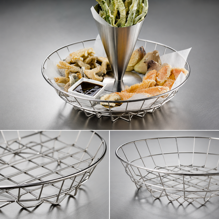 Product image #3 for American Metalcraft 10-Inch Round Stainless Steel Wire Serving Basket
