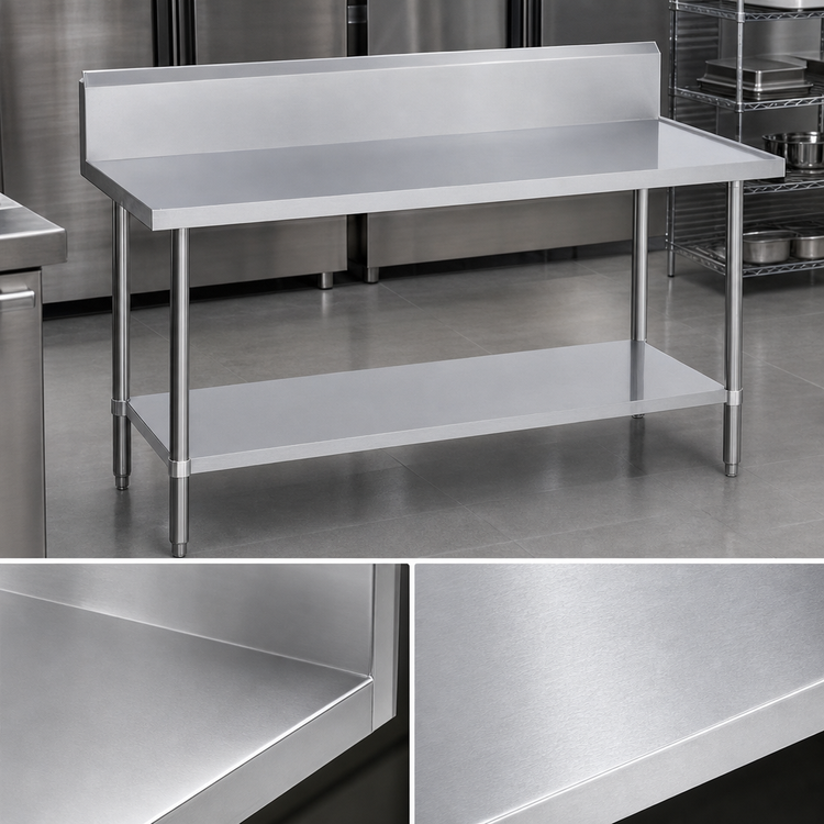 Product image #3 for Duke 60" x 36" Stainless Steel Work Table with 10" Marine Edge Riser and Undershelf