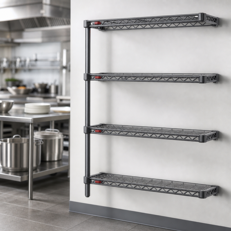 Product image #3 for Eagle Group Valu-Master 4-Tier Add-On Wire Shelving Unit with QuadTruss Shelves, 60 x 21 x 74 Inches, Pewter Gray Epoxy